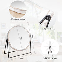 2 x RAW Customer Returns JJUUYOU Makeup Mirror for Desk, Table Stand 360 Rotating Mirror Portable Table Makeup Mirror Rustic White 23 cm Small Standing Mirror for Desk - RRP €24.2