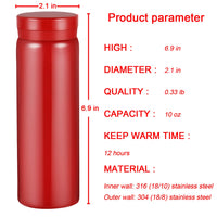 1 x RAW Customer Returns Small Stainless Steel Thermos Bottles - Cute Water Bottle, Vacuum Insulated Bottle for Hot and Cold Drinks BPA Free, Red, 280ml  - RRP €15.99