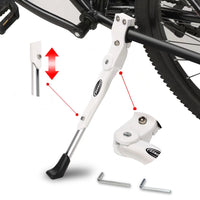 1 x RAW Customer Returns ANWONE Adjustable Side Kickstand, MTB Adjustable Alloy Bike Kickstand with Non-Slip Rubber Foot, Universal Alloy Foot Kickstand for 22 - 28 Bike White  - RRP €12.48