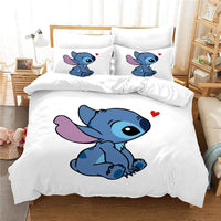 1 x RAW Customer Returns DELLIOP 3 Piece Printed Lilo Stitch Duvet Cover Set with Zipper Closure and 2 Matching Pillowcases 50 x 75 cm Bedding with Zipper for Girls and Teens 90 x 190 cm White - RRP €29.9