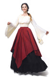 1 x RAW Customer Returns Fiamll Renaissance Dress Women s Medieval Dress Medieval Costume Women s Trumpet Sleeves Victorian Dresses Red 3XL Shirt and Skirt  - RRP €66.78