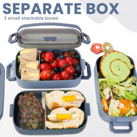 1 x RAW Customer Returns Bugucat Lunchbox 2400ML, 3 in 1 Bento Box Lunch Box Leakproof Airtight Lunch Box with Compartments and Cutlery Set, Breakfast Box Snack Box for On the Go, Lunch Box for Adults Dark Blue - RRP €18.99