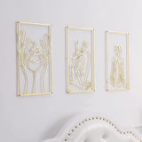 1 x RAW Customer Returns 3 Pcs Gold Metal Wall Art Decor- Elegant, Stylish Female Body Line Art with 3D Shadow Effect- Abstract, Minimalist Wall Art for Bedroom, Living Room More- Modern, Gold Accent Decor - RRP €40.33