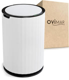 1 x RAW Customer Returns ovimar bathroom bucket with Strib sensor white trash can with sensor round cosmetic bucket bucket with lid 7l liters also as a diaper pail for the bathroom or kitchen - RRP €45.32