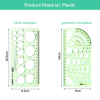 100 x Brand New Plastic Ruler, Geometric Drawing Templates, Geometric Ruler, Drawing Rulers, Circle Template, Geometric Drawing Stencil for Drawing, Engineering, Drafts, Construction, School and Office, 2 Pieces - RRP €2160.0
