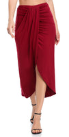 1 x RAW Customer Returns MISS MOLY Women s Midi Skirt Long Airy Summer Skirt Long Irregular XL, Wine Red - RRP €22.07