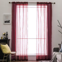 1 x RAW Customer Returns MIULEE Voile curtain, transparent curtain made of voile, plain rod pull-through, transparent living room, airy decorative curtain for bedroom, set of 2, 280 x 140 cm H x W , rod pocket red - RRP €24.58