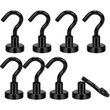 1 x RAW Customer Returns Wukong Magnetic Hooks Extra Strong Black, 9KG 20 lbs Force Super Strong Neodymium Magnet Hooks Removable on Refrigerators Lockers Tool Holder in Kitchen Bathroom Garage Office 8 Pieces - RRP €10.1