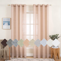 1 x Brand New MIULEE Set of 2 Voile Curtains Sheer Linen Curtain with Eyelets Transparent Linen Look Curtain Eyelet Curtain Living Room Window Curtain Translucent Decorative Curtain Bedroom 140 x 290 cm W x H Peach - RRP €38.3