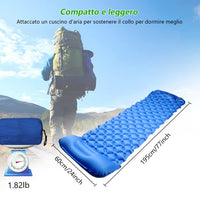 4 x Brand New BIHEE Camping Mat with Pillow, Ultralight Inflatable Trekking Mat, Camping Cot Mattress for Hiking and Travel, Mountaineering, Outdoors, Tent Blue  - RRP €137.72