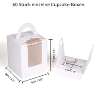 1 x RAW Customer Returns Winter Shore White Single Cupcake Box 60-Pack - Single Cupcake Box with Window, Handle Inserts - Empty Candy Box for Pastries, Gift Box with Window - 9 x 9 x 11 cm - RRP €18.99