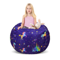 1 x RAW Customer Returns decalsweet Unicorn Bean Bag for Kids Toys Stuffed Animal Storage Large for Girls Boys Storage Nursery Bag Only - RRP €30.19