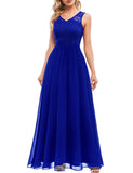 1 x RAW Customer Returns DRESSTELLS Women s Ball Gown Maxi Long Evening Dresses Chiffon Lace Bridesmaid Dresses Floor Length Cocktail Dress Confirmation Dress Royal Blue L - RRP €64.99