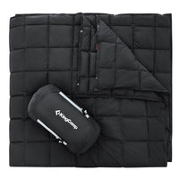 1 x RAW Customer Returns KingCamp Ultralight Travel Blanket, Warm Outdoor Blanket, Windproof Camping Blanket, Water-Repellent Compact Small Pack Size for On the Go Picnic Travel at Home 213 203 cm Black - RRP €64.95