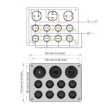 1 x RAW Customer Returns KAOLALI 12V 24V Switch Panel, Dual USB Charger LED Voltmeter Cigarette Lighter 8 Toggle Switch ON OFF 12V Panel Motorhome Boat Vehicles Truck Blue  - RRP €38.99