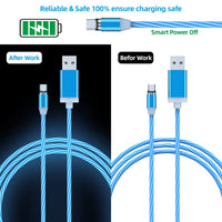 1 x RAW Customer Returns 2.4 Universal Light Up Charging Cable, Magnetic Smartphone Charging Cable Type C Cable and more Blue - 1 cable with 3 plugs  - RRP €11.8