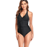 1 x RAW Customer Returns Women s One Piece Swimsuit, V Neck One Piece One Piece Swimsuits, Push Up Tummy Control Padded Monokini Backless Bikini Beachwear for Sea Beach Pool Crossover Black XXL - RRP €20.82