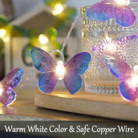 1 x RAW Customer Returns Fielegen 20 LED Butterfly Fairy Lights 3 Meters Battery Operated Purple Butterfly Fairy Lights for Home Bedroom Indoor Garden Wedding Party Holiday Summer Decoration - RRP €14.98