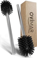 1 x RAW Customer Returns ovimar replacement brush Vesborg Set of 2 handles and 2 brush heads Silver Handle in stainless steel Toilet brush with silicone brush head in black Toilet brush with replaceable brush head - RRP €18.1