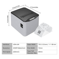 1 x RAW Customer Returns Bisofice Bondrukcer 80mm thermal printer receipt printer receipt printer 220 mm s receipt printer USB LAN, supports cash drawer control, ESC POS, compatible with Win Linux MAC - RRP €85.7