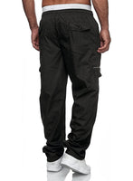 1 x RAW Customer Returns Jolicloth Pants Men Cargo Cotton Outdoor Long Baggy Pants Casual Leisure Trousers Pants with Drawstring Regular Fit Black L - RRP €41.99