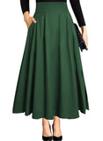 1 x RAW Customer Returns Women s High Waist Maxi Skirt Pockets with Side Slit Long A-Line Skirt Army Green M - RRP €31.16