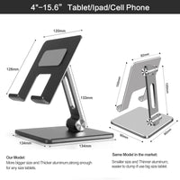 1 x RAW Customer Returns Foldable Aluminum Tablet Stand,Dual Height and Angle Adjustable Holder for 4 -15.6 Tablet Ipad Mobile Phone Silver  - RRP €25.2