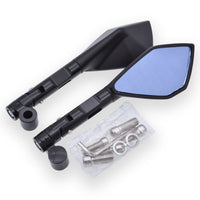 1 x RAW Customer Returns KATUR Motorcycle Handlebar Rearview Mirrors Black Rearview Mirror Motorcycle Anti-glare Bluish Mirrors 8MM 10MM Clockwise Threaded Bolts Mounts for K awasaki S uzuki H Onda V ictory - RRP €23.12