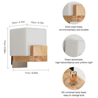 1 x RAW Customer Returns DELIPOP Wall lamp wood, wall light in European G9 glass shade three-color light source, the modern minimalist wall light is suitable for bedroom, living room, study, kitchen, hallway - RRP €33.98