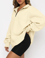 1 x RAW Customer Returns BUHIM Sweatshirt Women s Oversized Pullover Autumn Winter Warm Hoodie Long Sleeve Sweater Solid Color Casual Loose Fleece Tops Apricot, M  - RRP €24.19