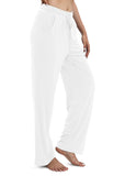 1 x RAW Customer Returns EXCHIC Women s Casual Stretchy Straight Leg Pants with Drawstring Elastic Waist Yoga Pants with Pockets M, White  - RRP €26.98