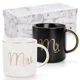 2 x RAW Customer Returns Yesland 2 Pieces Mr and Mrs Mugs Ceramic 360ml Coffee Cups Engagement Mr and Mrs Coffee Mugs Cups Set, Perfect for Coffee, Tea and Water for Wedding, Valentines Gift Black and White  - RRP €48.38