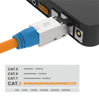 1 x RAW Customer Returns VCE RJ45 connector tool-free for installation cable Cat8 Cat7A Cat7 Cat6A network connector field-assembly shielded 40 GBit s 2000 MHz 4 pieces - RRP €25.99