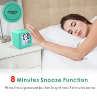 1 x RAW Customer Returns Plumeet Digital Travel Alarm Clock, Easy to Set, with Snooze Mode, Soft Night Light, Large Time, Month, Date and Alarm Display, Rising Sound Alarm, Handheld Size Light Green  - RRP €16.13