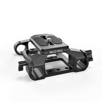 1 x RAW Customer Returns NICEYRIG Lightweight Base Plate with Double 15mm Rod Clamp for Canon Nikon Sony Panasonic Camera, Cage, Tripod - RRP €31.79