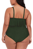 1 x RAW Customer Returns Viottiset Women s Plus Size 2 Piece Tankini Set Tummy Control Ruffle Ruched Swimsuits Crop Top Bikini Army Green 2XL - RRP €42.35