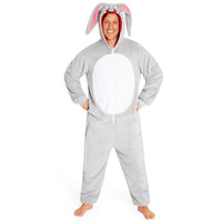 1 x RAW Customer Returns Looney Tunes Jumpsuit Men - Onesie Men Sizes M-2XL - Cozy Hooded Fleece One-Piece Jumpsuits for Men Grey Bugs Bunny, L  - RRP €31.25