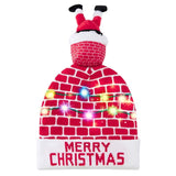 1 x RAW Customer Returns Belovecol Christmas Hat LED Hat Knitted Hats Party Lighting Bobble Men Funny Warm Novelty Unisex Christmas Hat Red - RRP €22.18