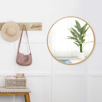 1 x RAW Customer Returns KINGFINE Wall Mirror Bamboo Round Entrance Areas, Bathrooms, Living Rooms 50CM  - RRP €60.49