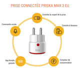 1 x RAW Customer Returns SET of 2 Konyks Priska Max 3 EU connected sockets - WiFi BT, Advanced functions V3, 16A, Consumption meter, Alexa and Google Home Tuya compatible White Red - RRP €34.9