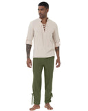 1 x RAW Customer Returns YAOHUOLE lace-up trousers men s medieval medieval trousers men s black men s Renaissance trousers army green XL - RRP €27.22