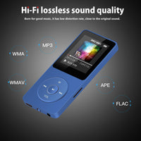 1 x RAW Customer Returns AGPTEK MP3 Player, 8GB lossless MP3 with 1.8 inch screen, 70 hours playback time portable music player with headphones, with FM radio, pictures, recordings, e-book, up to 64GB TF card, dark blue - RRP €33.26