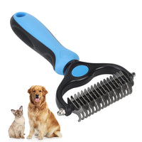 1 x Brand New Undercoat brush for long-haired cats, dog brush double-sided with fur comb, stainless steel for small to large dog brushes undercoat, effortlessly removes matting and knots blue  - RRP €10.07