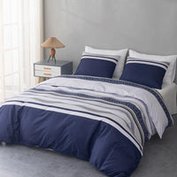 1 x RAW Customer Returns Lekesky bed linen 220x240, bed linen 3-piece duvet cover, bohemian style bed linen set 220x240 cm microfiber with pillowcase with zipper 80x80cm 2, blue white - RRP €32.99