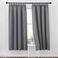 1 x RAW Customer Returns PONY DANCE Curtain Grey Opaque Over Curtains with Gathering Tape for Rail Set of 2 H 175 x W 140 cm Blackout Curtains Heat Protection Thermal Curtain Bedroom Curtains and Drapes Blackout - RRP €23.44