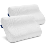 1 x RAW Customer Returns LAMB Height Adjustable Memory Foam Pillow Ergonomic Neck Support Pillow 50D Density Removable Cover Suitable for Side Position-Blue, 2 Pack - RRP €52.99