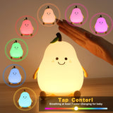 1 x RAW Customer Returns URAQT Silicone Night Light Children, 7 Colors Smile Pear-Shaped Night Light 1200mAh Baby Light USB Charging and Timing Function Kawaii Night Lamp with Touch Switch 3 Level Brightness Adjustment - RRP €18.58