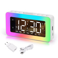 1 x RAW Customer Returns SZELAM digital alarm clock, RGB colored alarm clock for bedroom, double alarm with day weekdays weekend, USB charging port, snooze, extra loud, dimmable mirror clocks for children, boys, girls, teenagers - RRP €25.2