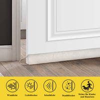 1 x RAW Customer Returns fowong Draft Excluder for Doors 97 x 10 cm, Door Seal Draft Excluder Extra Heavy Washable Insulation, Window Seal Air Stopper with Self-Adhesive Tape, Cold Air Insect Light Blocked, White - RRP €22.68