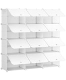 1 x RAW Customer Returns HOOBRO Shoe Rack Furniture, 12 Compartments, Modular Shoe Rack, Plastic Shelving, DIY Boxes, with Door, with Hammer, for Living Room, Bedroom, Hallway, Entryway, Bedroom, White EWT38SC01G1 - RRP €56.27